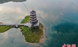 航拍丹江大观苑水位上涨